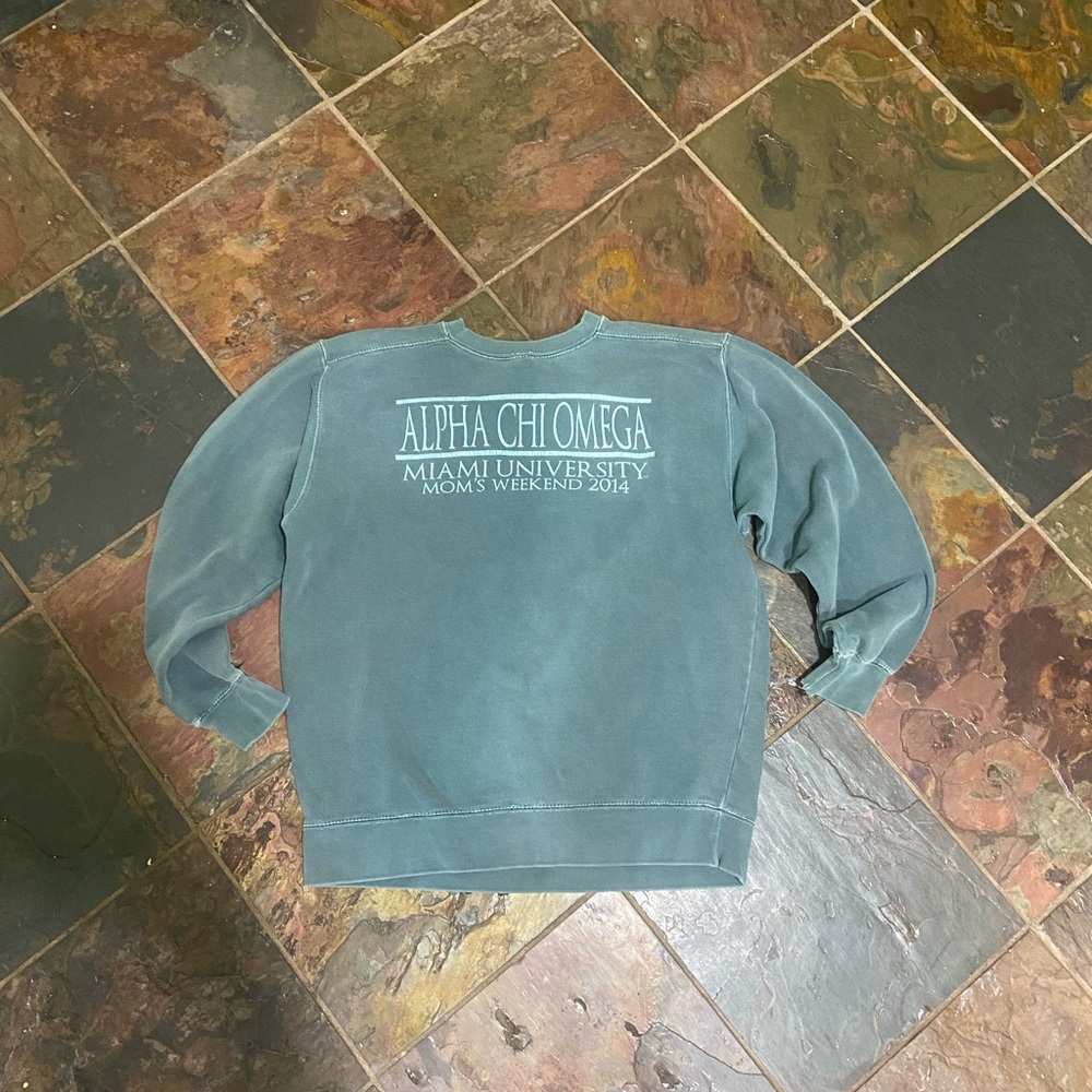 Alpha Chi Omega AXO Comfort Colors Green Crew Neck